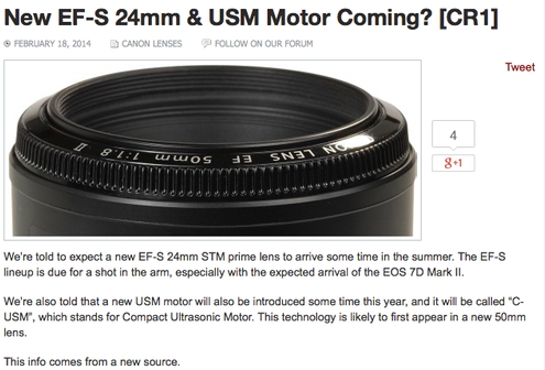佳能將發布單反相機EOS 7D Mark II